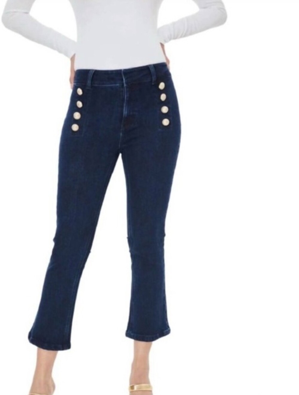 Generation Love Justine Dark Blue Cropped Button-Front Jeans Sz 28